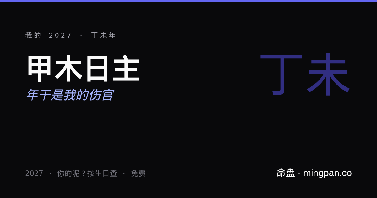我的 2027：丁未年遇上我的甲日主，年干是我的傷官。